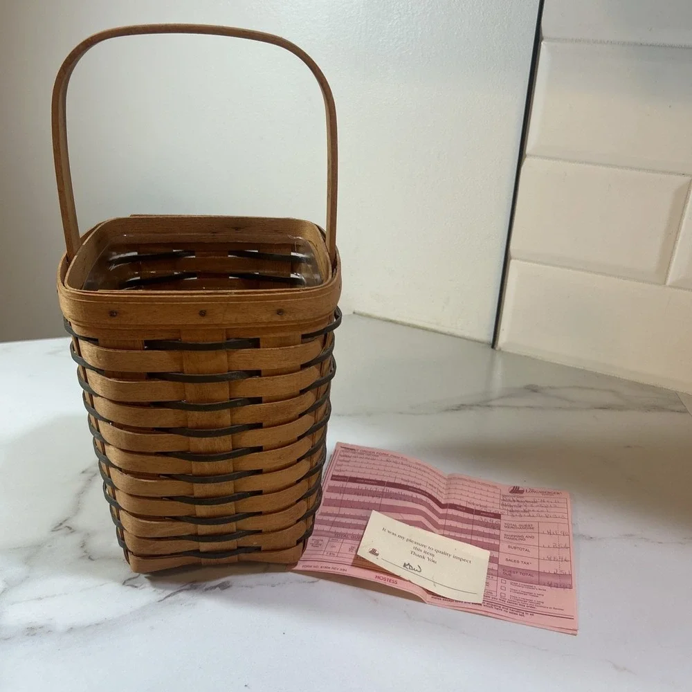 1995 VTG Longaberger Woven Heartland Large Peg Basket & Protector #11177